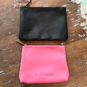 Mac Cosmetics bundle lot two cosmetic bags pink and black zipper bags NEW